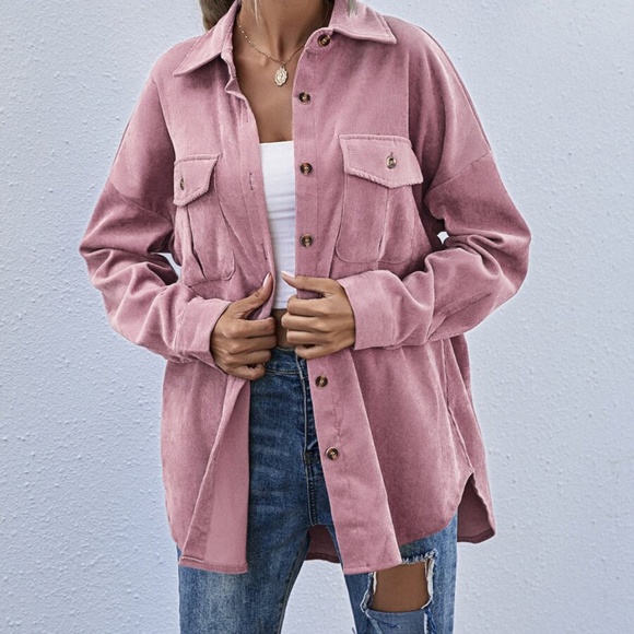 Boho Rust Button up Oversized Shacket Top - Picture 6 of 13